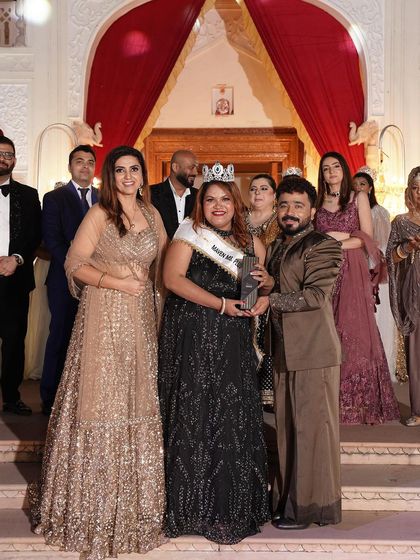 The winner of Maven Ms Plus Size East India 2024, looking gorgeous in a black sequined gown. Another proud moment for Wedding Aashiyana.