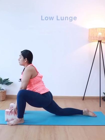 This is another view of the low lunge, an essential stretch in the third trimester for birth preparation.