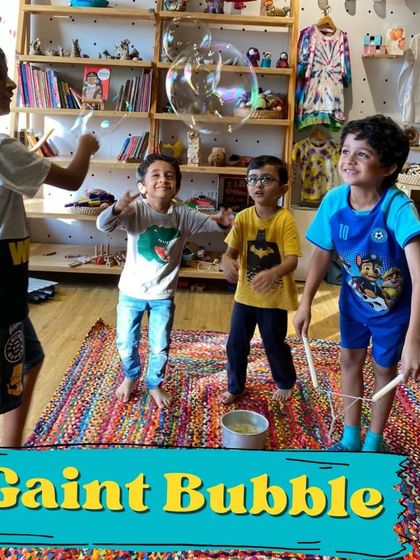 Another look at our giant bubble station. It's a simple, joyful activity that combines science with active play.