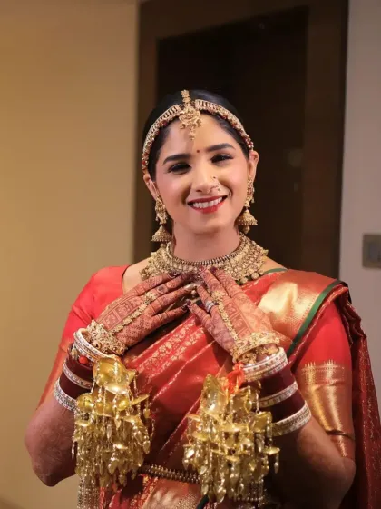 This bride's happiness is palpable. Her makeup is radiant and joyful, a perfect match for her personality and the celebratory occasion.