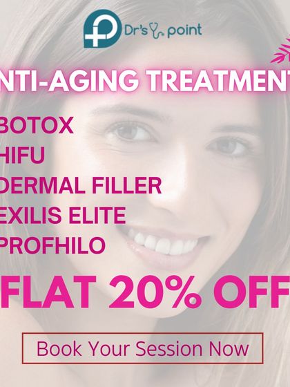 Take advantage of our special offers on anti-aging treatments. This graphic details our discount on popular services like Botox, HIFU, Dermal Fillers, and Profhilo.