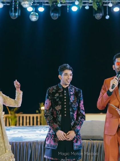 The bride's excitement is the best indicator of a successful Sangeet. It was a thrill to be the anchor for such unforgettable moments of pure joy.