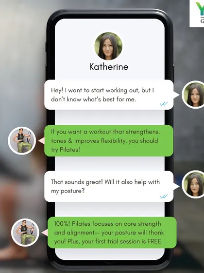 Curious about Pilates? This chat shows a typical conversation I have with new clients. Yes, it will help your posture, and yes, your first trial session is free!