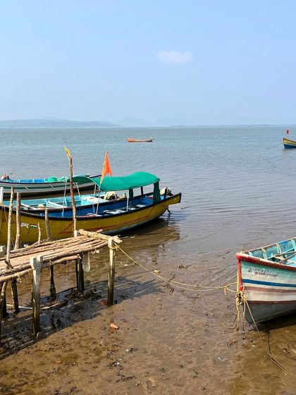 Fishing boats resting on the shores of Tadadi port near Gokarna. A glimpse into the local way of life.