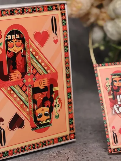 A quirky, modern take on Diwali gifting with this playing card-themed box. Showing personality in your designs can attract a loyal clientele.