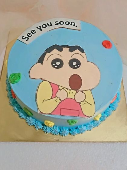 A simple and cute Shinchan cake for a fan of the classic cartoon.