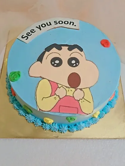 A simple and cute Shinchan cake for a fan of the classic cartoon.