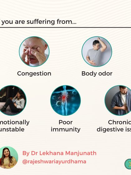 Poor immunity, chronic digestive issues, congestion, and emotional instability are often linked to a build-up of toxins ('Ama'). Our detoxification plans help clear this accumulation and strengthen your body's defenses.