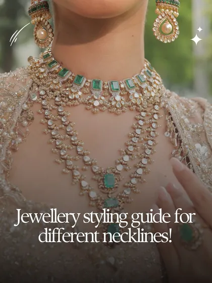 Your neckline decides your jewelry. This is a crucial part of bridal styling, and I help my clients find the perfect match, whether it's a choker for a wide neckline or layered necklaces for a deeper cut.