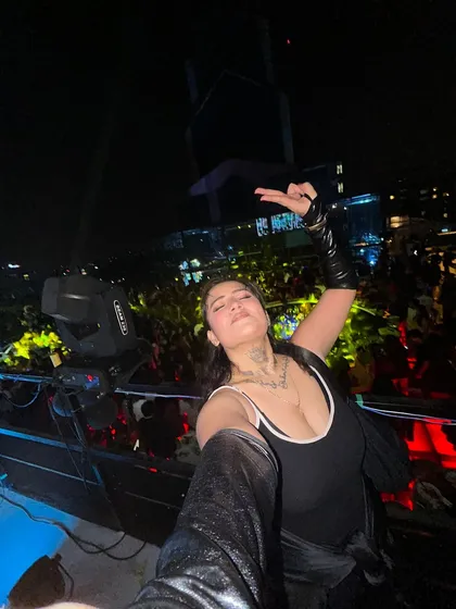 A New Year's Eve selfie from the stage. Ringing in the new year with a massive, energetic crowd is the best way to start.
