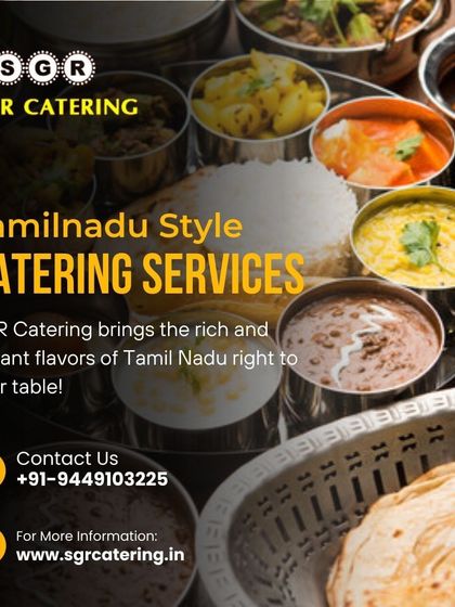 We bring the rich and vibrant flavors of Tamil Nadu right to your table. This image displays a traditional thali with various curries, rice, and bread, showcasing a complete and satisfying meal.