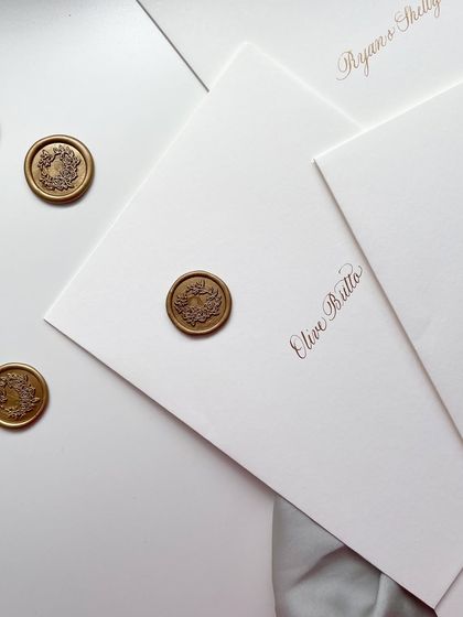 Addressing invites is pure meditation for me, especially when clients are organized. These envelopes feature elegant calligraphy and are finished with a custom wax seal.