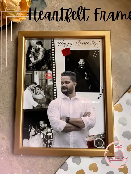 This heartfelt scrapbook frame is perfect for celebrating a birthday. It features a collage of favorite photos, filmstrip details, and cute embellishments to tell a unique story about the person you're celebrating.