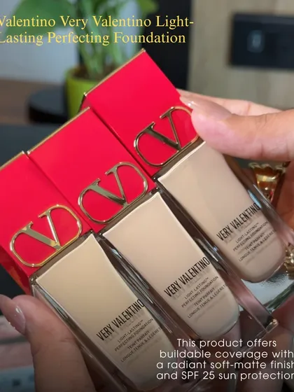 For a radiant soft-matte finish, I often use the Valentino Very Valentino foundation. It offers buildable coverage and has SPF 25 sun protection, which is great for daytime weddings.