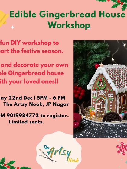 My poster for the super fun Edible Gingerbread House Workshop. These seasonal events are always a huge hit!