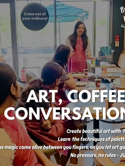 Art, coffee, and conversations. An advertisement for our Wabi Sabi textured art workshop, where we explore Japanese philosophy through palette knives and paint.