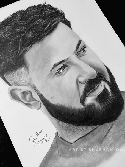 A detailed pencil sketch of Punjabi singer and actor Gippy Grewal. I focused on the texture of his hair and beard to create a highly realistic portrait.