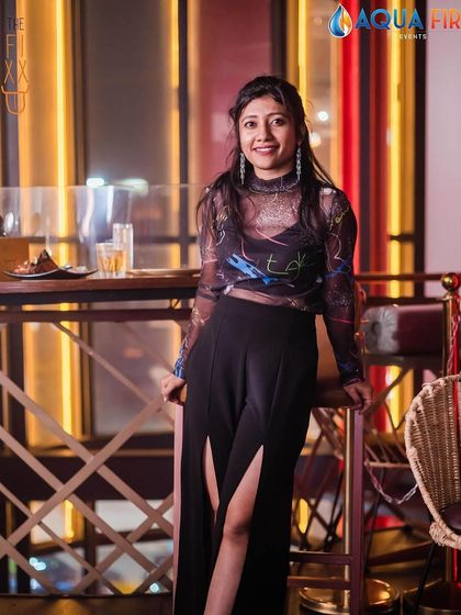 A stylish and confident look from a partygoer at The Fixx.