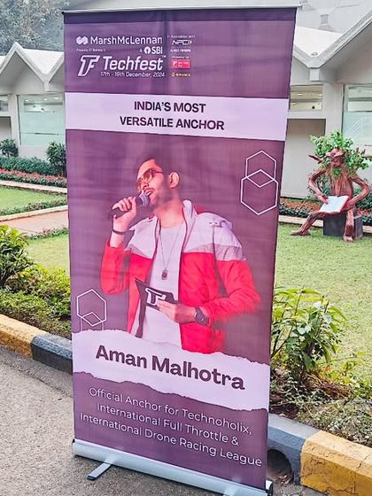 The official banner for my hosting gig at Techfest, IIT Bombay, a testament to the long-standing association.