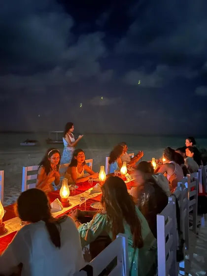 Evenings on our retreats are for connection. We gather for healthy, delicious meals, sharing stories under the stars. These candlelit dinners on a secluded beach are where friendships are forged.