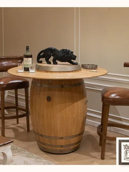 Introducing our automated Barrel Bar, a piece that combines rustic charm with modern innovation. Crafted from solid wood with metal accents, it is a unique and functional statement piece for any entertainment space.