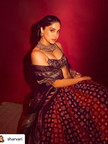 A festive look created for Sharvari Wagh. The makeup features warm tones, a soft smokey eye, and glowing skin, perfect for a traditional yet modern Diwali celebration look.
