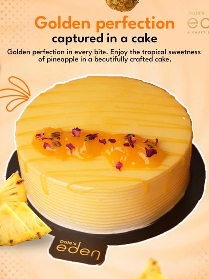 Golden perfection captured in a cake. Enjoy the tropical sweetness of pineapple in this beautifully crafted cake, perfect for a light and refreshing dessert.