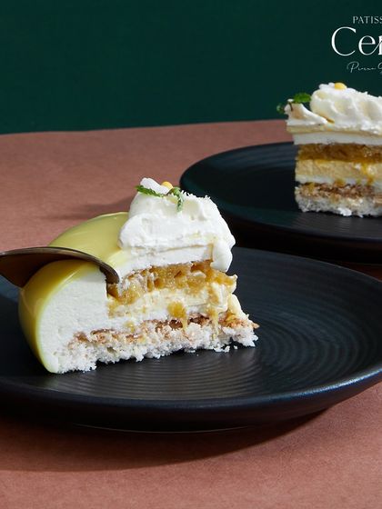 Transport yourself to a tropical paradise with my Coco Loco. It's made with indulgent layers of pineapple, passionfruit, coconut, and white chocolate.