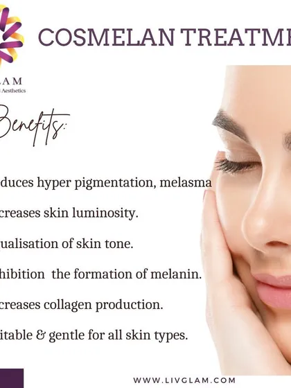 Our Cosmelan treatment is a powerful depigmentation therapy designed to combat hyperpigmentation and melasma. Its benefits include reducing dark spots, increasing skin luminosity, and evening out skin tone by inhibiting melanin formation.