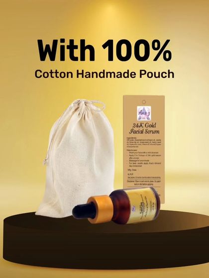 My 24k Gold Serum comes with its own 100% cotton handmade pouch, making it a beautiful and sustainable addition to your skincare collection.