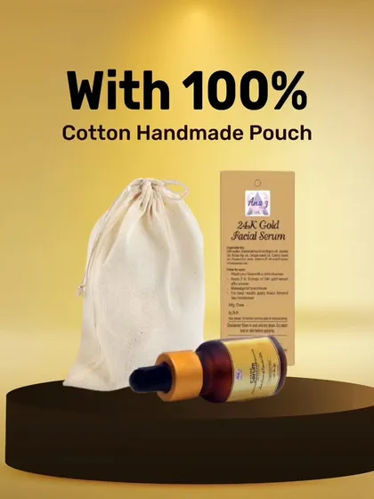 My 24K Gold Facial Serum is a little bit of luxury for your skin. It comes with a reusable handmade cotton pouch, making it a lovely and sustainable choice for your skincare routine.