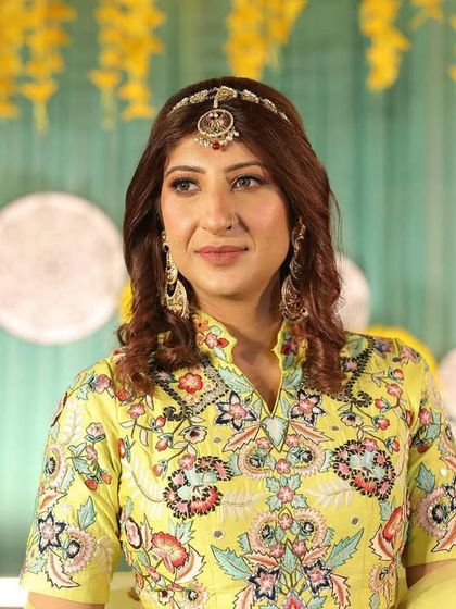 A close-up of my Haldi makeup look, captured in natural light without any filters. This shows the real finish of the makeup, which is fresh, clean, and perfect for a day event.