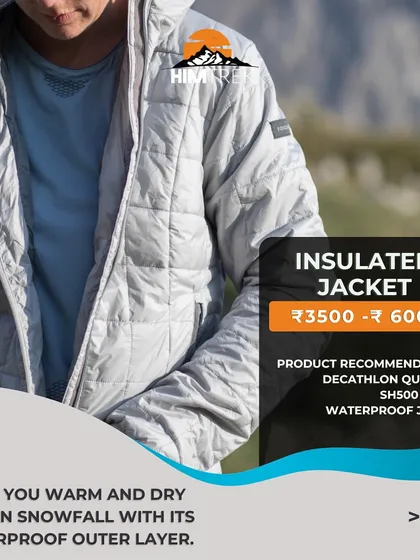 Winter trek essential: An insulated jacket. A waterproof outer layer is key to staying warm and dry even in snowfall.