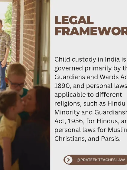 Indian child custody is governed by several acts, including the Guardians and Wards Act and personal laws for different religions. I outline this legal framework to show how it applies to your specific case.