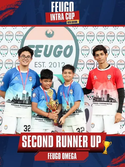 The 'Feugo Omega' team, who secured the Second Runner-Up position in the U-13 tournament.
