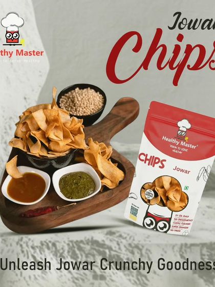 Unleash the crunchy goodness of Jowar. Our Jowar Chips are the ultimate healthy snack for your tea time break, offering nutrition in every guilt free bite.