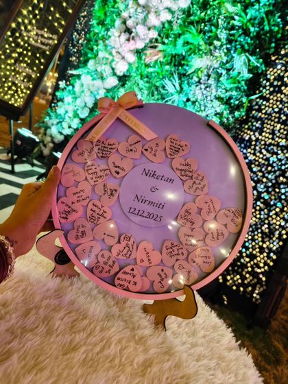This engagement wish board is filled with love. The pink and lavender theme perfectly matched the event's decor, creating a beautiful and interactive centerpiece.