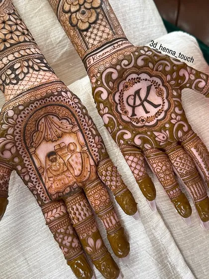 Personalize your bridal designs by learning to incorporate initials and monograms seamlessly, like the 'AK' featured here. It's a special touch that clients love.