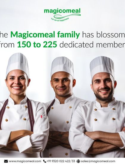 My family is growing! This graphic celebrates the expansion of my dedicated team from 150 to 225 members, a testament to my growth and commitment to service. The image shows my professional and happy chefs.