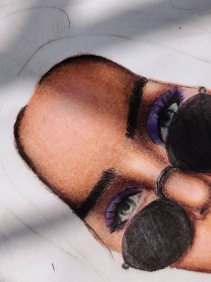 Another detail shot of the imaginative portrait, showing the skin texture.