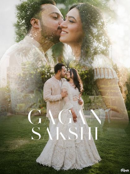 A creative double-exposure portrait for a Roka ceremony. This artistic style blends intimate moments with a formal portrait, creating a unique and memorable announcement photo.