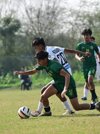 An intense moment from our semi-final clash in the Dream Sports Championship. We teach our players to fight for every ball and challenge every opponent.