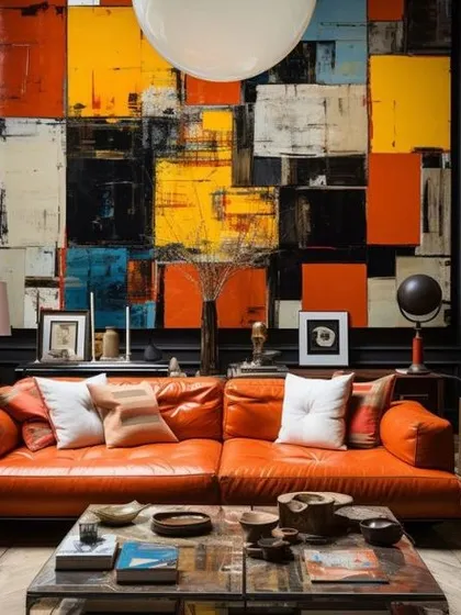 This is how art transforms a house into a home. We specialize in creating large-scale, custom abstract pieces that serve as the focal point for any modern living room. This particular commission was designed to complement the client's bold color choices and high ceilings, creating a space that is both sophisticated and full of energy.