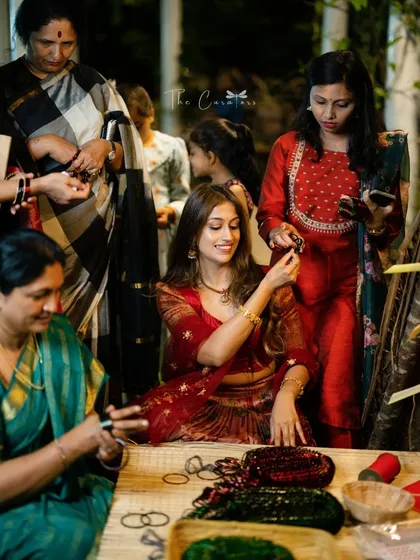 More than just decor, we create experiences. Guests loved gathering at the bangle shop, sharing stories and laughter as they picked out their bangles.