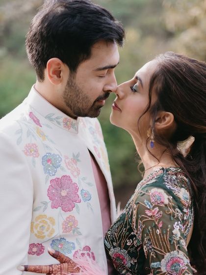 A romantic close-up of the couple.