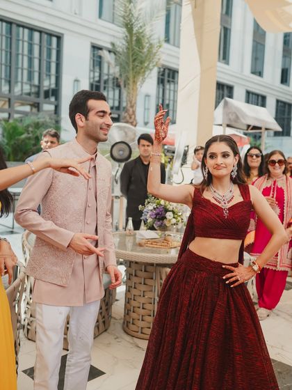 The couple sharing a dance at the Haldi. It is these simple, shared moments of joy that I love to facilitate and capture.