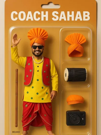 Our coach sahab Parminder, now in action figure form. He's a real-life superhero on the dance floor, bringing authentic Bhangra energy to every class.