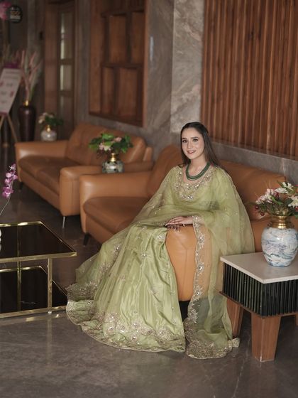 A lovely solo portrait of my engagement bride. The soft glam makeup looks fresh and radiant, perfect for the occasion.