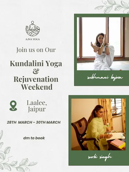 Join us for our Kundalini Yoga and Rejuvenation Weekend in Jaipur. This poster highlights the facilitators who will guide you through this weekend of healing and self-discovery.