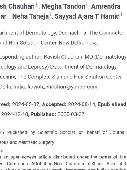The author details for our FUE systems review article. This was a collaborative effort with my colleagues at Dermaclinix, three years in the making.